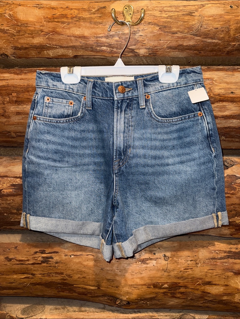 😍NWOT 4 Boden Rolled Cuff Cotton Jean Shorts in Medium Blue